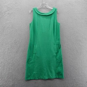 Boden Sleeveless Bateau Collar Dress 14 Long Green Stretch Knit Womens Pockets